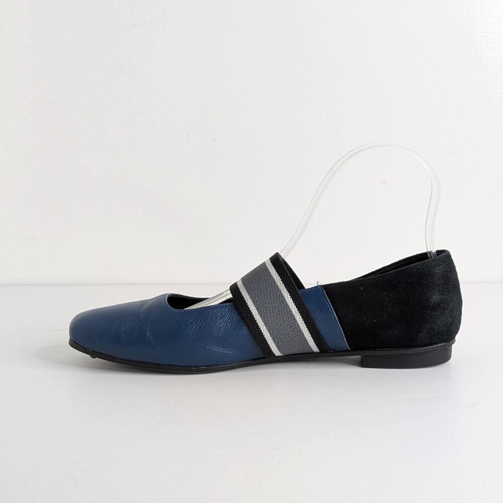 M. Gemi Ballare Mary Jane Flats 39 Blue Leather Black Suede Made in Italy 8.5 - Picture 8 of 12